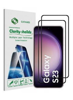 Buy 2Pack for Samsung Galaxy S23 Screen Protector Tempered Glass 9H Anti-Scratch Shatterproof HD Curved Edge to Edge Full Coverage Film 6.1 inch in UAE