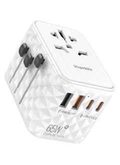 Buy Passport 2.1 World Travel Adapter with 2 USB-C + 2 USB-A ports, 65W PD Fast Charge and 60W QC 3.0 Charging Max for EU, UK, USA, AU, For Multi Countries in UAE