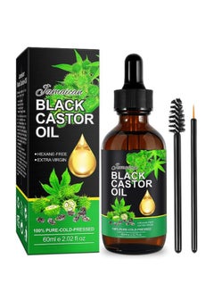 Buy Black Castor Oil, Castor Oil Organic 100% Pure Cold Pressed, Organic Castor Oil for Hair Growth, Body Massage Oil, Eyelashes & Eyebrows, Anti-Aging Essential Oil (60 ml) in Saudi Arabia