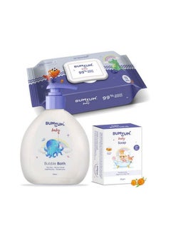 اشتري Baby Gentle 99% Pure Water Wet Wipes With Lid 72 Pcs.(Pack Of 1) & Baby Soap 50Gram (Pack Of 1) & Baby Bubble Bath (200 Ml) Combo في السعودية