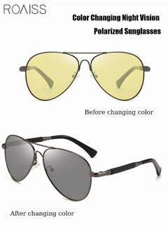 Buy Polarized Aviator Sunglasses UV400 Protection Sun Glasses with Metal Frame Color Changing Night Driving Glasses Suitable for Driving Fishing Golfing Travelling in UAE