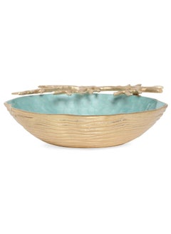 اشتري Sepia Tree Round Bowl, Turquoise & Gold في الامارات