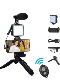 اشتري Vlogging Kit- iPhone/Android Compatible Vlogging Kit Phone Video Kit Accessories: Phone Tripod, Phone Mount, LED Light and Cellphone Shotgun Microphone for Phone Video Recording for YouTube, Vlog في الامارات