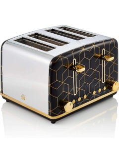 اشتري Swan Tribeca, 4 Slice Toaster, Multiple Functions & Browning Control, Glamour 20s Art Dec Design, Black & Rose Gold, ST42020BLKN في الامارات