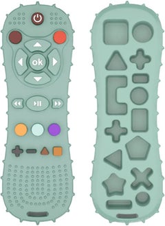 Buy Soft Chew Toys with TV Remote Control Shape Early Educational Sensory Toy Teething Relief and Soothe Sore Gum Infant Teether for 3-12 Months Light Blue in Saudi Arabia