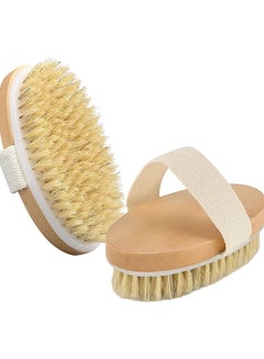 Buy ORiTi Dry Body Brush,Shower Brush with non Slip Straps,Natural Bristles Bath Brush, ​for All Kinds of Skin, Cleans the Body Easily in UAE