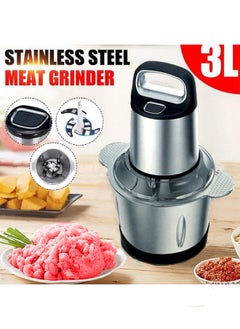 Buy Electric meat and vegetable chopper and slicer stainless steel, capacity 3 liters, 400 watts in Saudi Arabia