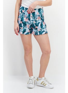 Buy Women Floral Printed Short, Light Blue/Pink Combo in UAE