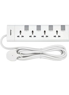 اشتري 13A 3-Way Power Extension Socket: Extra Long Cord, Child Safe, Over Current Protection (White) في الامارات