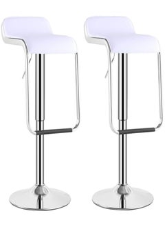 Buy Set of 2 White Bar Chairs Bar Stools with Low Back Modern Bar Chair High Island Chairs for Kitchen 360 Degree Swivel Seat Top in UAE