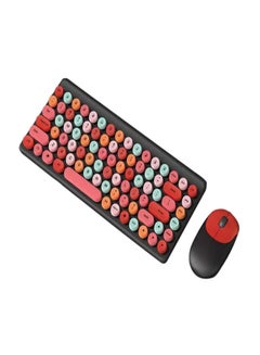 اشتري Wireless Business Office Keyboard Mouse Colorful Gaming Keyboard With Round Cap Multimedia Function Keys Battery Powered Plug And Play For Desktop PC Red & Black في الامارات