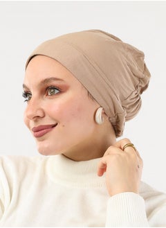 Buy Cotton Elastic Bonnet Dark Beige For Women in Egypt