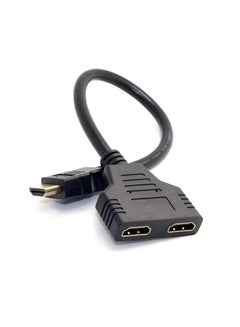 Buy 1080p Hdmi Male to Dual Hdmi Female 1 to 2 Way Hdmi Splitter Cable Adapter Converter for DVD Plays PS3 HDTV LCD Monitor and Projectors Signal One in Two Out in UAE