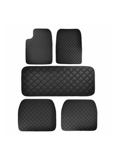 اشتري Universal Fit Car Mat High Quality Mat, Premium Leather Car Floor Mat, 5 Pcs set, Nonslip easy cleaning Black في السعودية