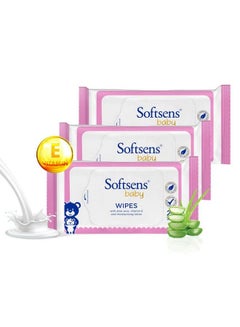 Buy Baby Gentle Cloth Wipes For Baby Skin Enriched With Aloe Vera & Vitamin E I Dermatologically Tested & Parben Free With Lid 20 Wipes (Pack Of 3) in UAE