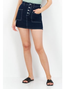 Buy Women Plain Denim Min Skirt, Blue in UAE