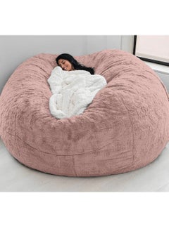 اشتري Bean Bag Chairs, Giant Bean Bag Chair for Adults, 6ft Big Bean Bag Cover Comfy Bean Bag Bed (No Filler, Cover only) Fluffy Lazy Sofa (Pink, 6ft(150*75cm)) في الامارات