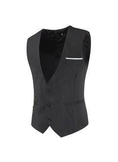 Buy 2023 New Mens Casual Vest British Slim Fit Waistcoat with ChainBlack Black in UAE