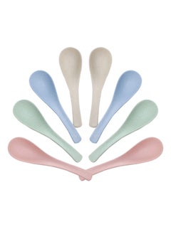 Buy 8 Pieces Wheat Straw Spoon Dinner Spoons, Lnrkai Portable Cereal Soup Spoon Reusable Multicolor Lightweight Durable Spoon Dishwasher & Microwave Safe in Egypt