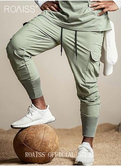 Buy Men's Casual Trousers European Style Trend Quick-Drying Drawstring Pants Multi-pocket for Men Sports Trousers Spring and Autumn in UAE