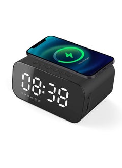 Buy 7 in 1 LED Alarm Clock with Bluetooth Speaker and Fast Wireless Charging for iPhone - Black in UAE