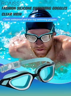 Buy Swim Goggles for Adult with Soft Silicone Gasket, Anti-fog No Leaking Clear Vision Pool Goggles, Swimming Glasses for Men Women, Blue in Saudi Arabia
