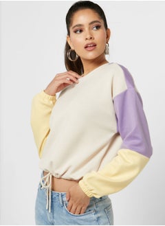 Buy Tie Detail Colorblock Sweatshirt in Saudi Arabia