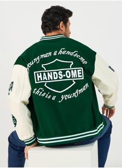 Buy Varsity Bomber Jacket with Multi Badge Detail in Saudi Arabia