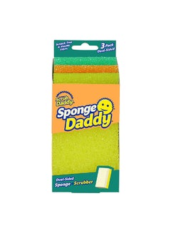 Buy All Purpose Cleaning Sponge, Heavy Duty Dual Sided Sponge + Scrubber, Scratch Free Sponge for Dishes and Home, Soft in Warm Water, Firm in Cold, Odor Resistant, Set Of 3. in UAE