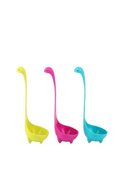 Buy Soup Ladle Spons Loch Ness Monster Spoon Cute Kitchenware Household Gadgets 3 PCS Dinosaur Long Handle Standing Plastic Generic Cartoon Design (Lake Blue/Grass Green/Rose Red) in UAE