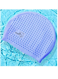 Buy Bubble Swimming Cap Silicone Waterproof For Adult, Blue in Egypt