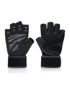 اشتري Weight Lifting Gloves - Workout Gloves for Men and Women, Cycling Gloves with Wrist Straps, Breathable Half Finger Exercise Gloves for Weight Training, Pull Up, Gym, Home Work Out في السعودية