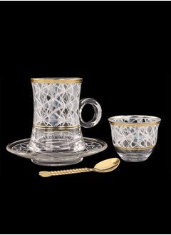 Buy 48-Piece Tea & Coffee Glass Set Clear/Gold, Serve for 12 in Saudi Arabia