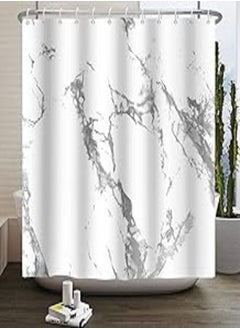 Buy Renaiss Marble Bathroom Shower Curtainwith White and Grey Design Fabric Shower Curtain with Hooks,Unique 3D Printing,Decorative Bathroom Accessories,Water Proof, Standard 72" X 72" in Egypt