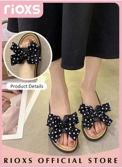 Buy Women's Fashion Bowknot Shower Slipper Casual Anti-Slip Beach Flat Sandal For Indoor Or Outdoor Use in UAE