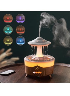 اشتري Cloud Rain Humidifiers Essential Oil Diffuser with 7 Colors nightlights Aromatherapy Diffuser Desk Fountain for Relaxing Mood Waterdrop Sound Rain Drop Diffuser Rain Sound Lamp (Wood, 350 ml) في الامارات