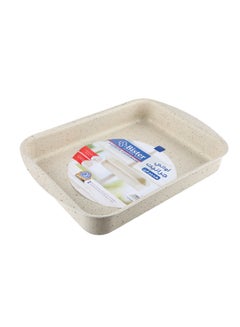 Buy Granite Rectangle Obolong  Baking Oven Tray Nonstick With Flat Bottom Suitable For Oven Beige (35*6.2) in Saudi Arabia
