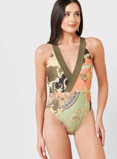 Buy Printed Swimsuit With Cross Back in UAE