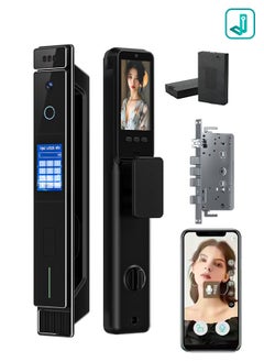 Buy Smart Door Lock with Dual Screens (3.5'' Touch + 4.5'' Display), Dual Cameras, CNC Carved, Dual 4200mAh Batteries, 6068 Stainless Steel Lock Body, Jlink App, and Active Intercom Function in Saudi Arabia