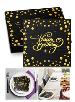 Buy Happy Birthday Napkins Foiled Napkins, 60 Pcs Metallic Party Napkins, Glitter Celebration Napkins Serviettes Cocktail Napkins for Anniversary Dinner Birthday Party Decoration in UAE