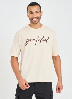 اشتري Chest Text Print Oversized T-Shirt في السعودية