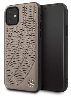 Buy Mercedes-benz quilted perforated genuine leather hard case for iphone 12 pro max - brown in Egypt