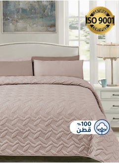 Buy 4Piece Cotton Bedspread Set Fits 200 x 200 cm Double Size Bed King Size Compressed Comforter Set Elmira Series in Saudi Arabia