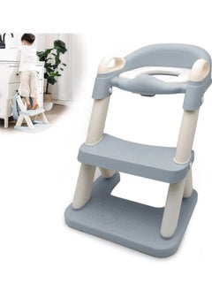 Buy 2 In 1 Potty Training Seat Height Adjustment Toddler Ladder Toilet Chair with PVC Cushion Foldable Bathroom Trainer Seat for Kids in Saudi Arabia