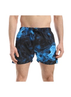 Buy Slash Pockets Slip On Swim Shorts - Black & Sky Blue in Egypt