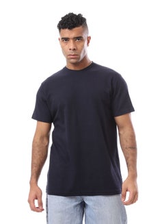 Buy Self Pattern Dark Navy Blue Crew Neck T-Shirt in Egypt