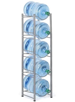 Buy Water Bottle Holder 5-Tier Water Bottle Stand Water Bottle Storage Rack 5 Gallon Heavy Duty Water Bottle Holder Shelf for Office Home and Kitchen Water Bottle Caddy Rack Save Space Silver in Saudi Arabia