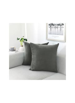 Buy Soft Thick Velvet Throw Pillow Covers Decorative Square Cushion Cover For Couch Sofa Bedroom Living Room - set of 2 Pieces Grey 40 x 40 CM in Egypt