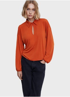 Buy Keyhole Neck Puff Sleeve Top in UAE