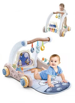 Buy 4 In 1 Baby Playmat, Infant Play Piano Gym Activity Center With Walker, Learning Walking Stroller, Tummy Time Play Mat, Baby Walker Fitness Rack With Musical Keyboard And Toys in Saudi Arabia